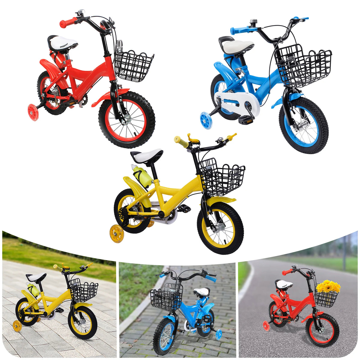 Blue/yellow/red Kids Bike 12 Inch Bicycle for Kids Young Girls Kids Bike Suitable 2-4 Years Old
