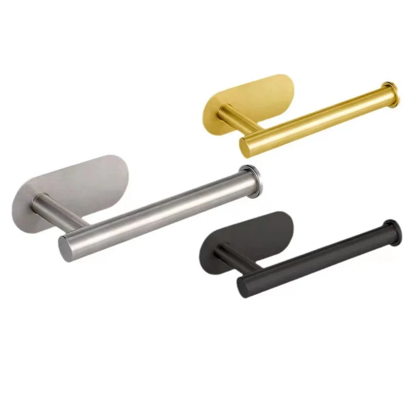 Stainless Steel Toilet Paper Holder, No Drill Wall Mount Tissue Roll Holder for Bathroom, Self Adhesive, Rustproof