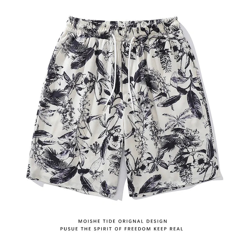 High Quality 3D Hawaiian Style Floral Print Casual Beach Shorts for Men and Women, Sports and Fitness Five Quarter Pants