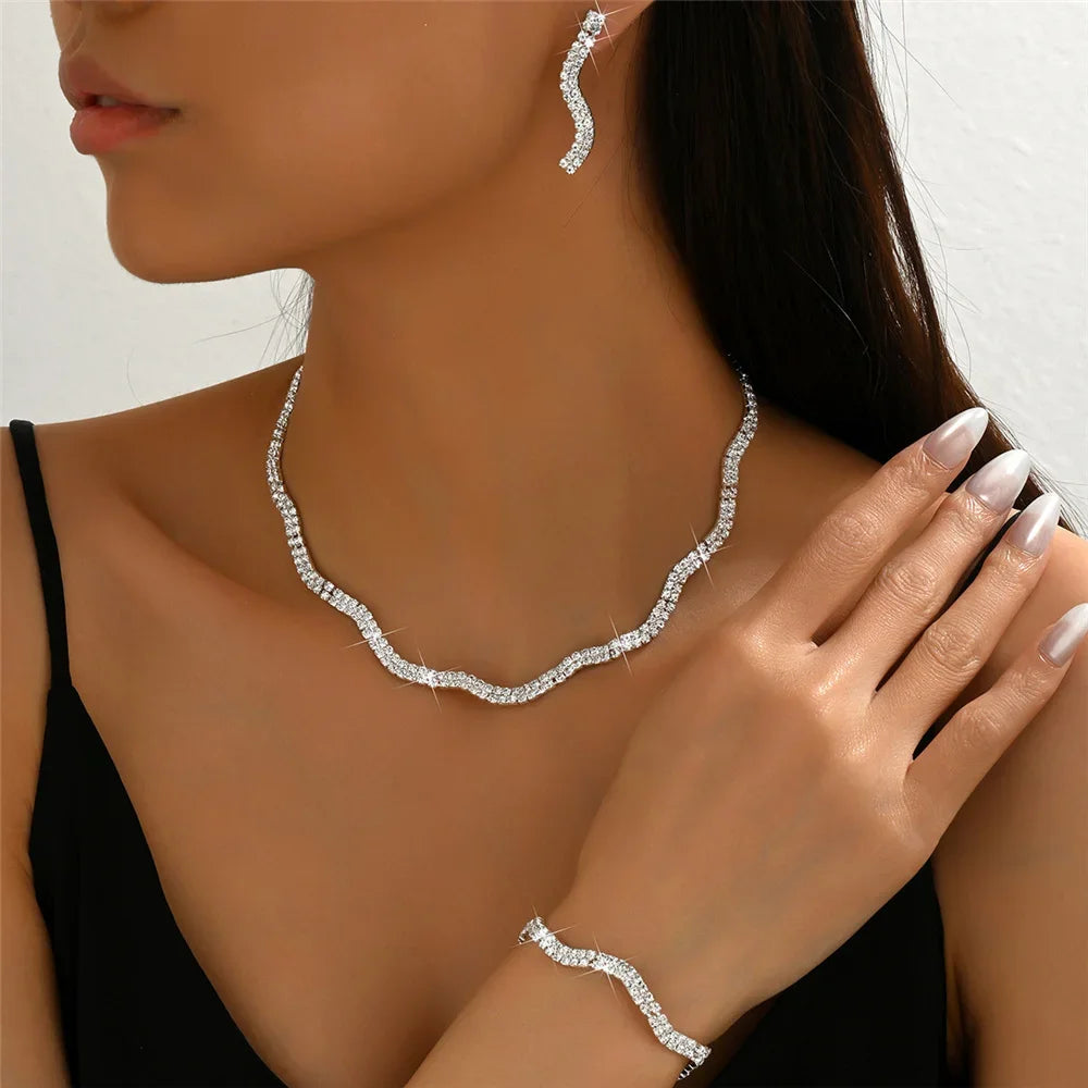 Luxury Wedding Jewelry Set: Necklace, Bracelet and Earring Set