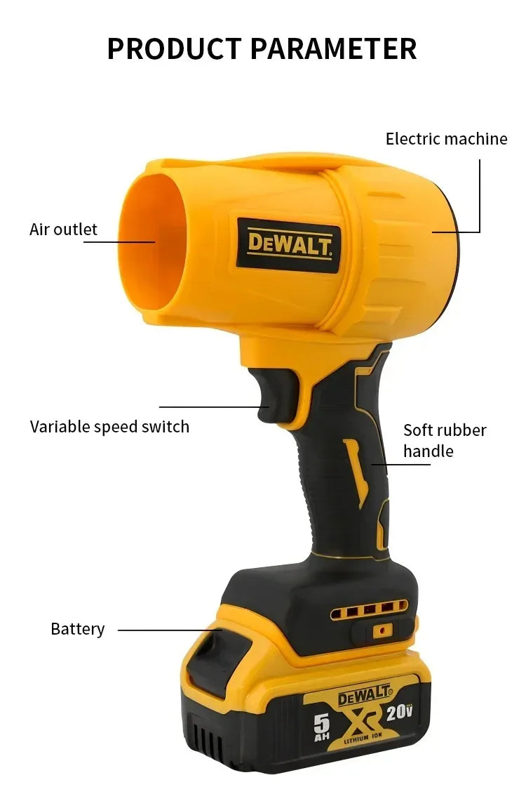 Dewalt Wireless Brushless High-Power Handheld Blower Turbo Fan Lightweight Design 20V Battery Leaf And Snow Sweeping Tool