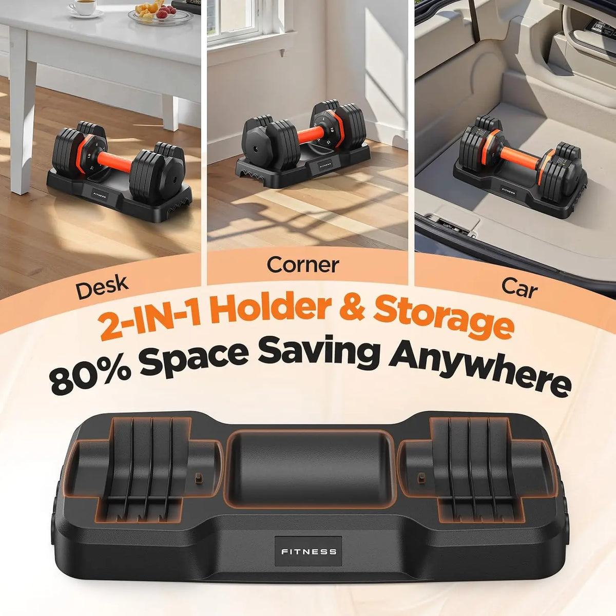Adjustable Dumbbell Set of 2, 5-in-1/10-in-1 Weights Dumbbell Set with Storage Box, 25lbs/55lbs,