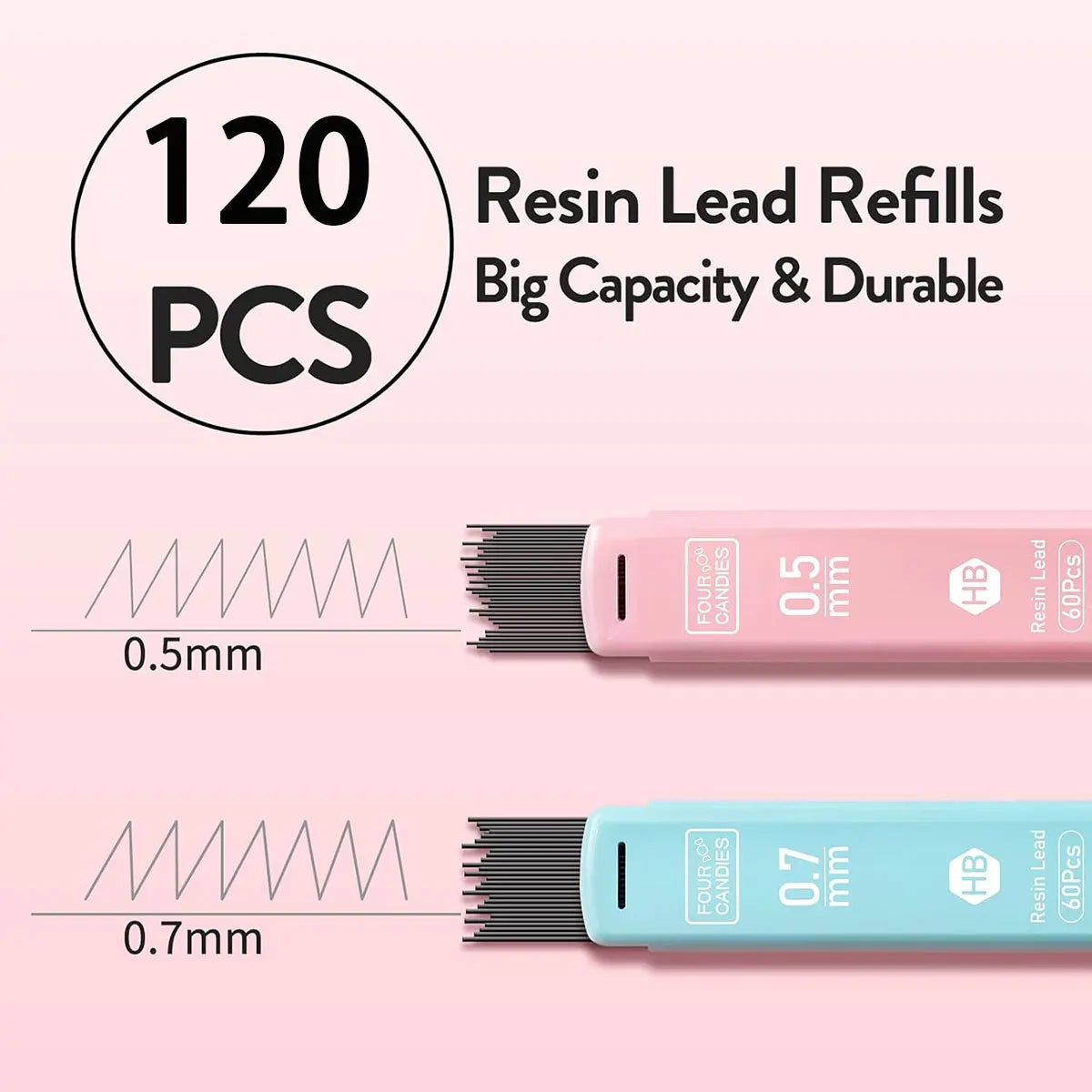 Cute Mechanical Pencil Set 6 Pastel Mechanical Pencils 0.5 0.7mm 120 HB Leads 3 Erasers