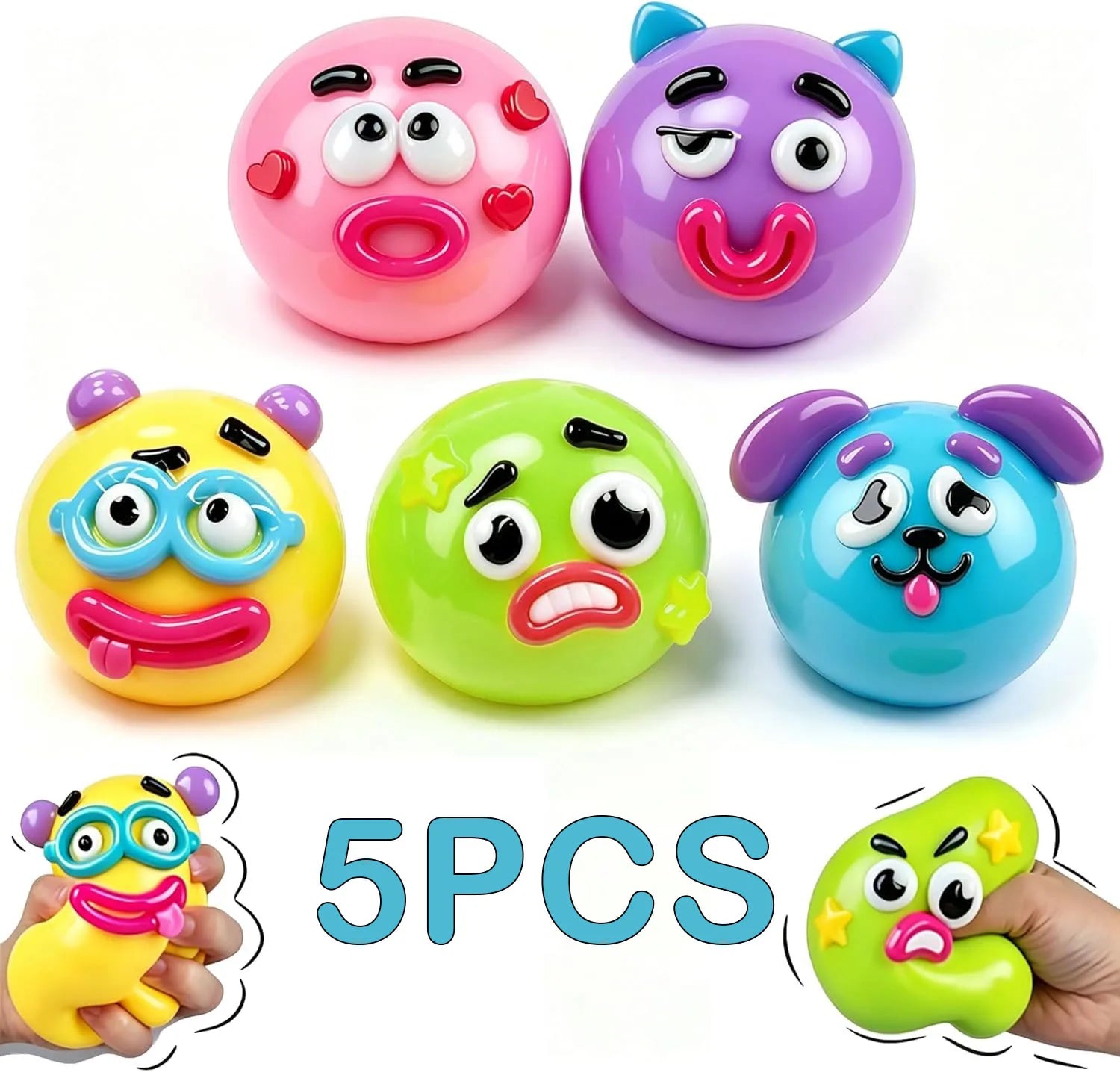 5Pack Smushers Face Squishy Toy Face Swap Squishy Toy Soft Taba Moldable Cute Slow Rise Squeeze Toy Relaxing Sensory