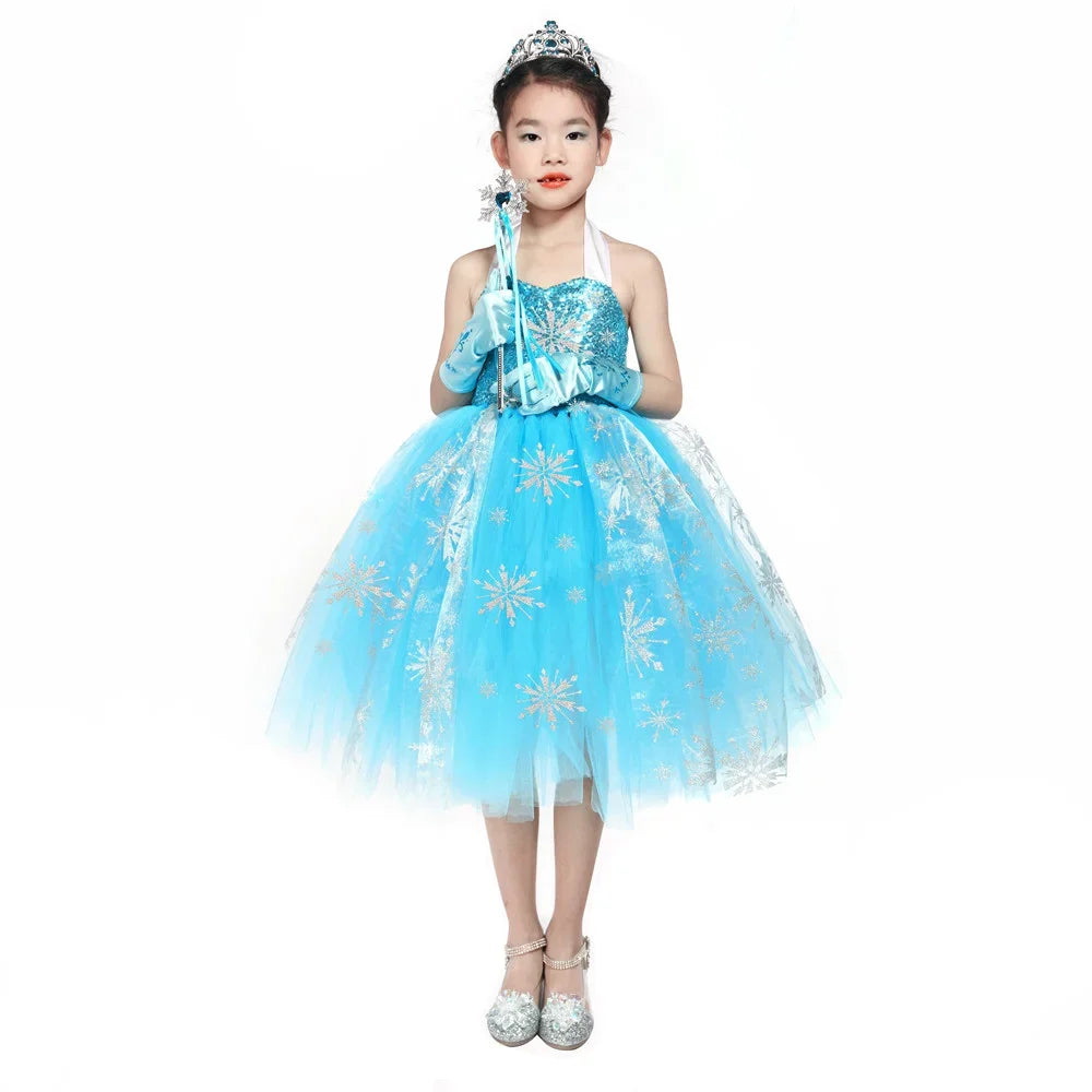 Elsa Costume for Girls Sky Blue Snow Queen Tutu Dress