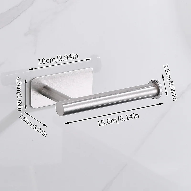 Stainless Steel Toilet Paper Holder, No Drill Wall Mount Tissue Roll Holder for Bathroom, Self Adhesive, Rustproof