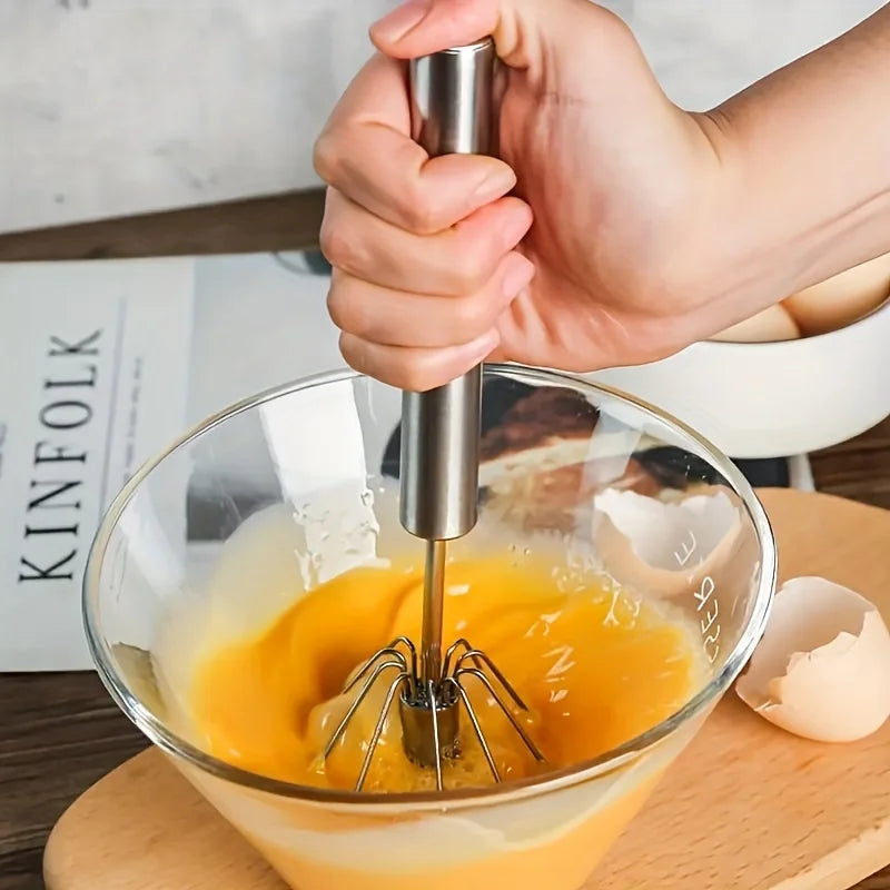 Stainless Steel Egg Beater Durable Semi-Automatic Mixer for Effortless Egg Whipping