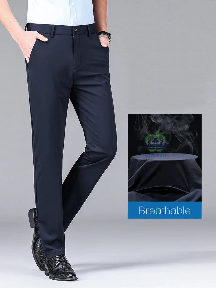 High Stretch Fabric Summer Thin Ice Silk Business Pants