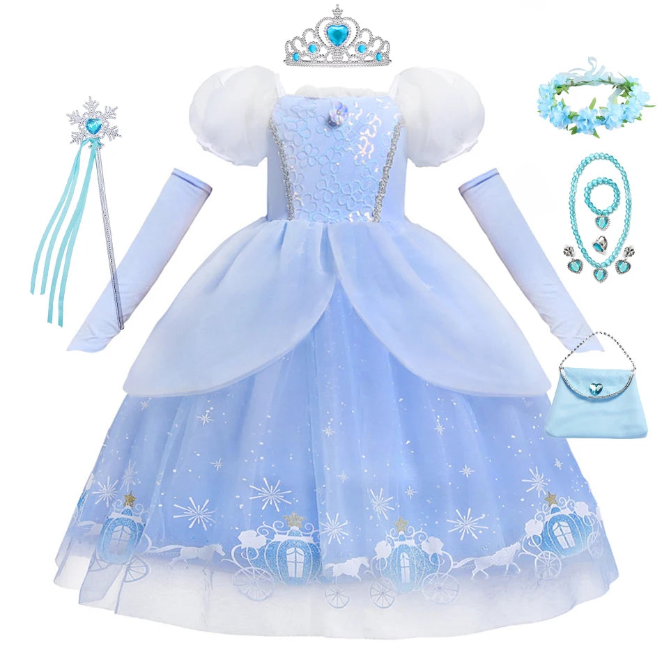 Girls Halloween Cinderella Princess Dress