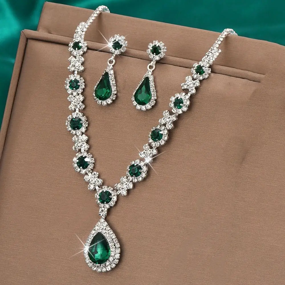 Fashionable Crystal Jewelry Necklace And Earring Set