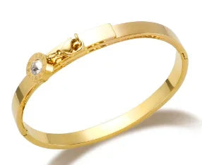 Beads Punk Gold Plated Thick Textured Open Bracelet Bangle for Women and Men