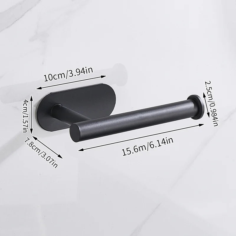 Stainless Steel Toilet Paper Holder, No Drill Wall Mount Tissue Roll Holder for Bathroom, Self Adhesive, Rustproof