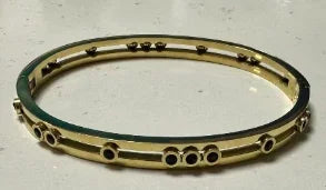 Beads Punk Gold Plated Thick Textured Open Bracelet Bangle for Women and Men