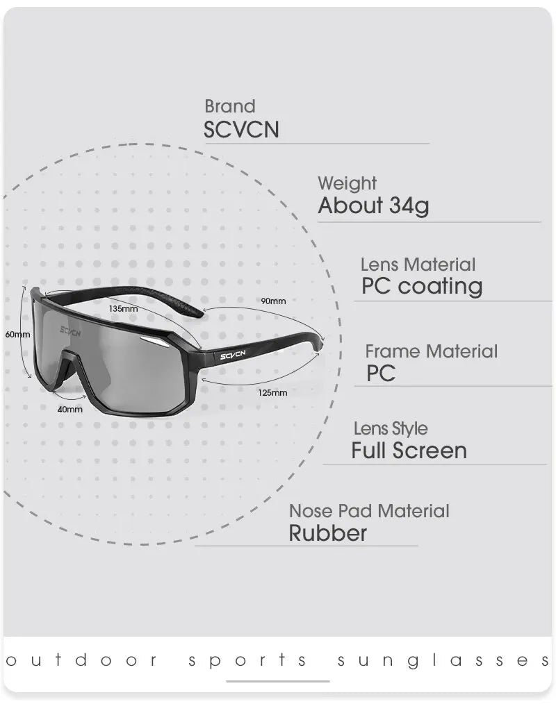 Cycling Glasses Photochromic Sunglasses Men Women Mountain Bike Road Eyewear