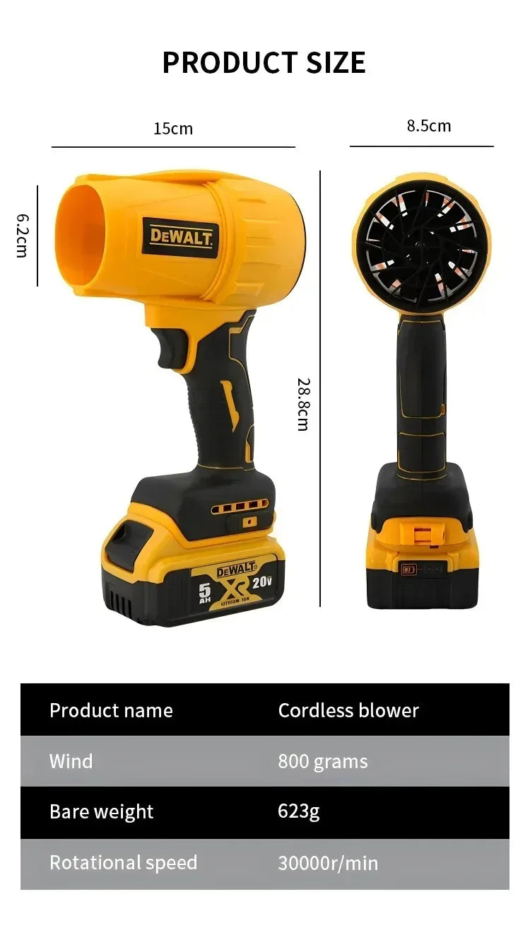 Dewalt Wireless Brushless High-Power Handheld Blower Turbo Fan Lightweight Design 20V Battery Leaf And Snow Sweeping Tool