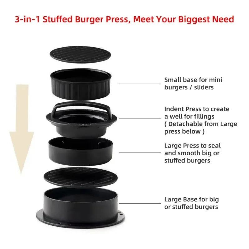 Round Chopped Burger Burger Accessories Gadgets Cuisine ABS Press Fors Cutlet Mold Crush Hamburger Patty Maker Device Beef Grill