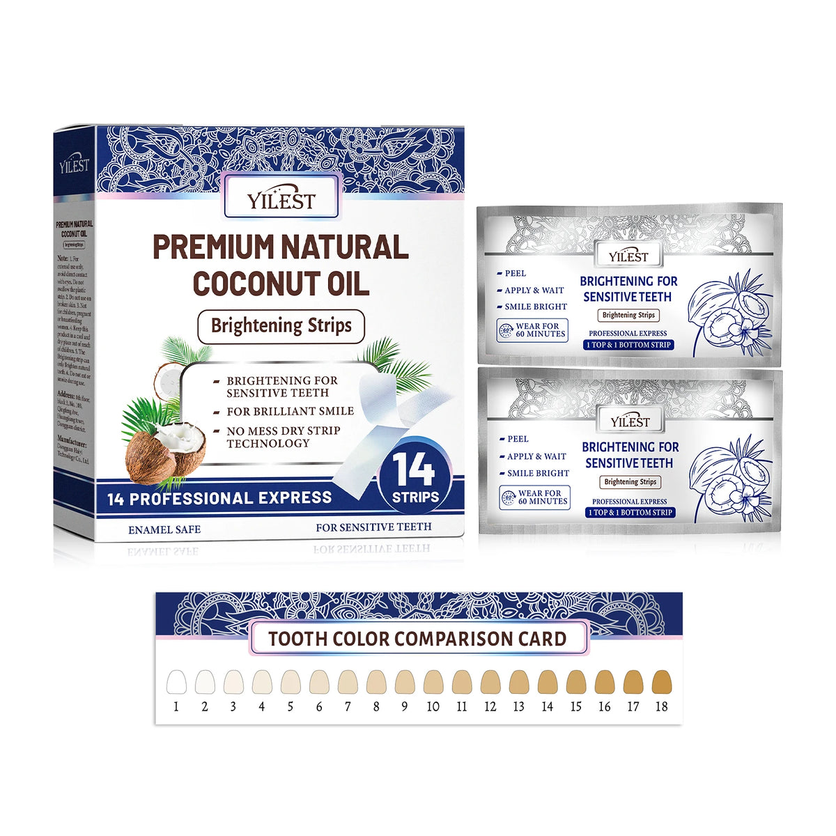 Teeth Whitening Strips Improve Dental Yellowing Mint Oral Hygiene Cleaning Gel Teeth Bright Stain for Lasting Bright Smile 14PCS