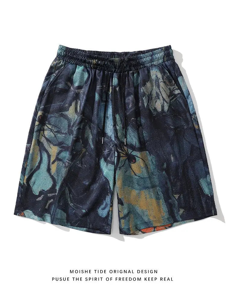 High Quality 3D Hawaiian Style Floral Print Casual Beach Shorts for Men and Women, Sports and Fitness Five Quarter Pants