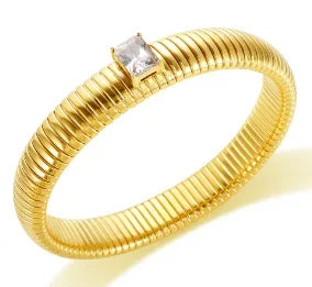 Beads Punk Gold Plated Thick Textured Open Bracelet Bangle for Women and Men