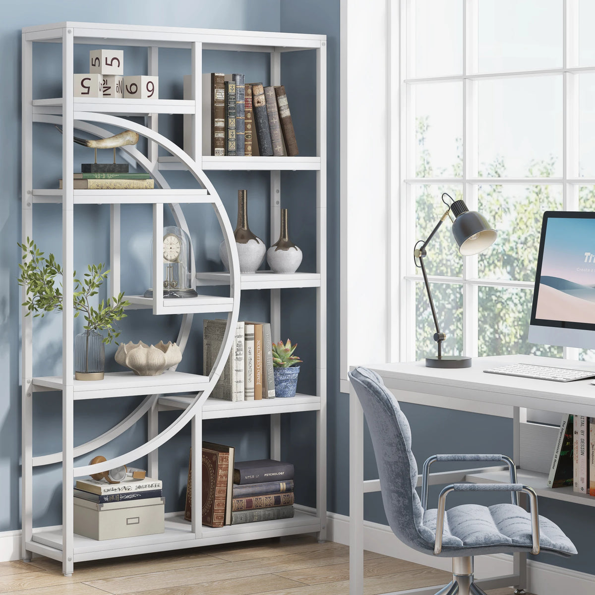 Tribesigns Bookshelf, Industrial 5 Tier Etagere Bookcase, Freestanding Tall Bookshelves Display Shelf Storage Organizer