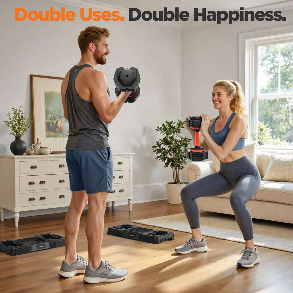 Adjustable Dumbbell Set of 2, 5-in-1/10-in-1 Weights Dumbbell Set with Storage Box, 25lbs/55lbs,