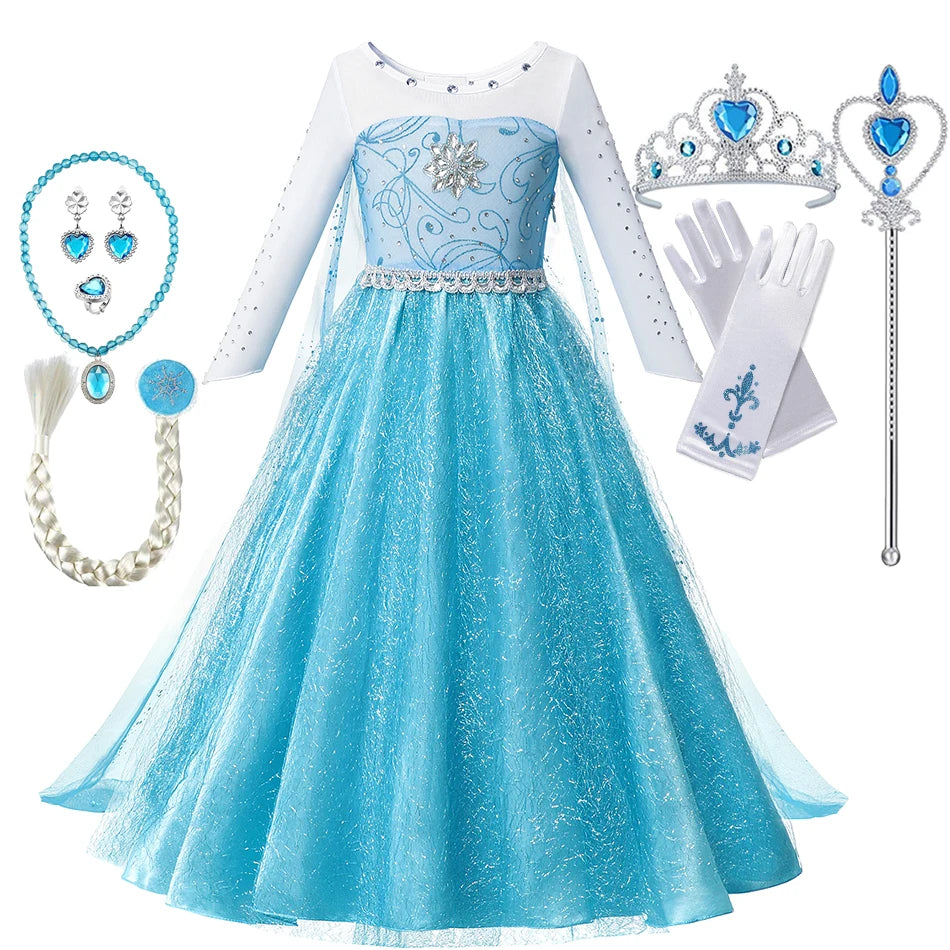 Queen Elsa Anna Costume Girls Princess Dress Toddler Halloween