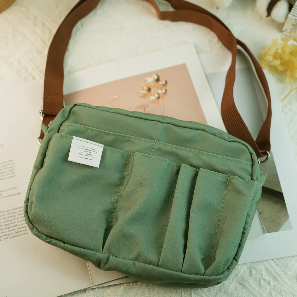 Canvas Pencil Pouch Large Capacity Solid Color