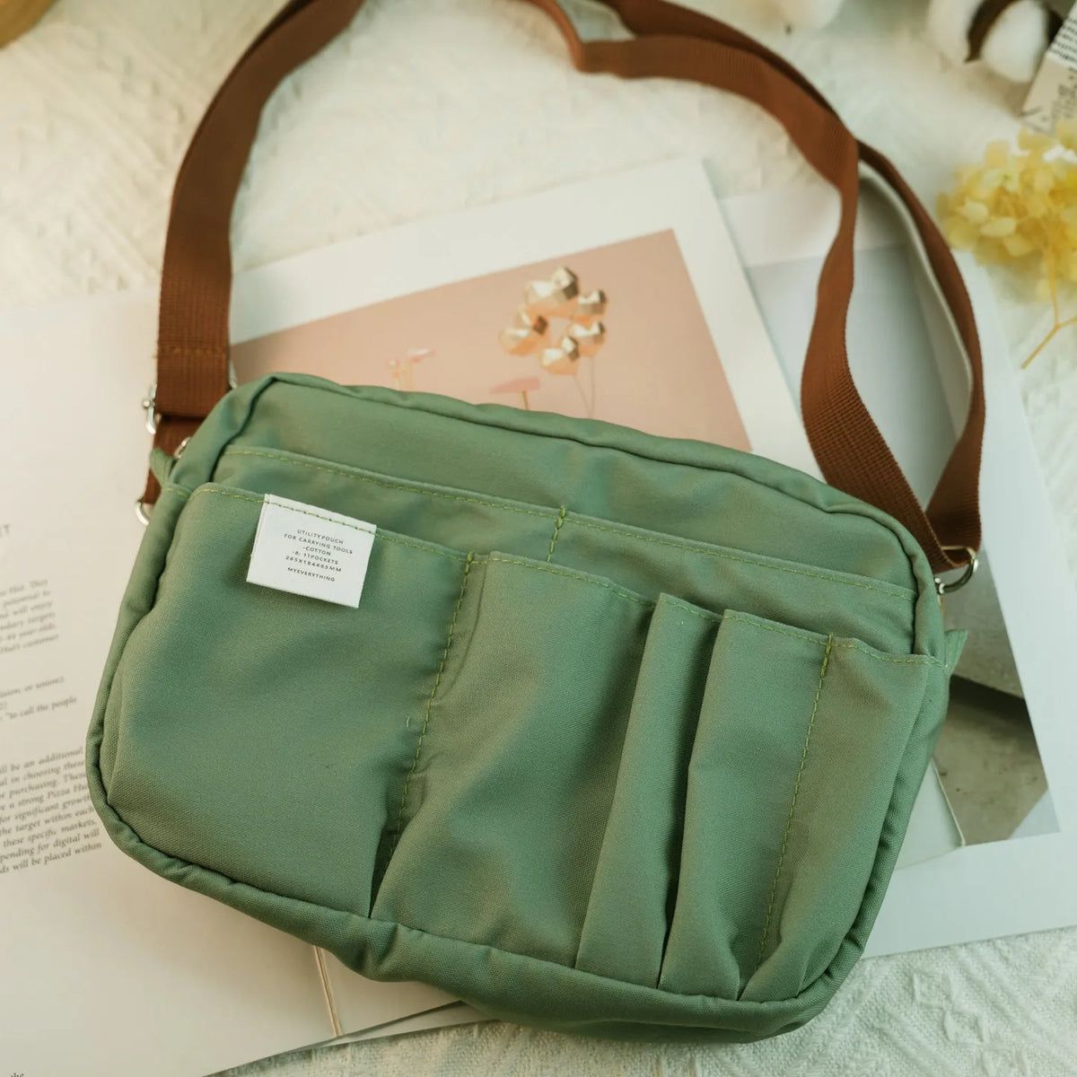 Canvas Pencil Pouch Large Capacity Solid Color
