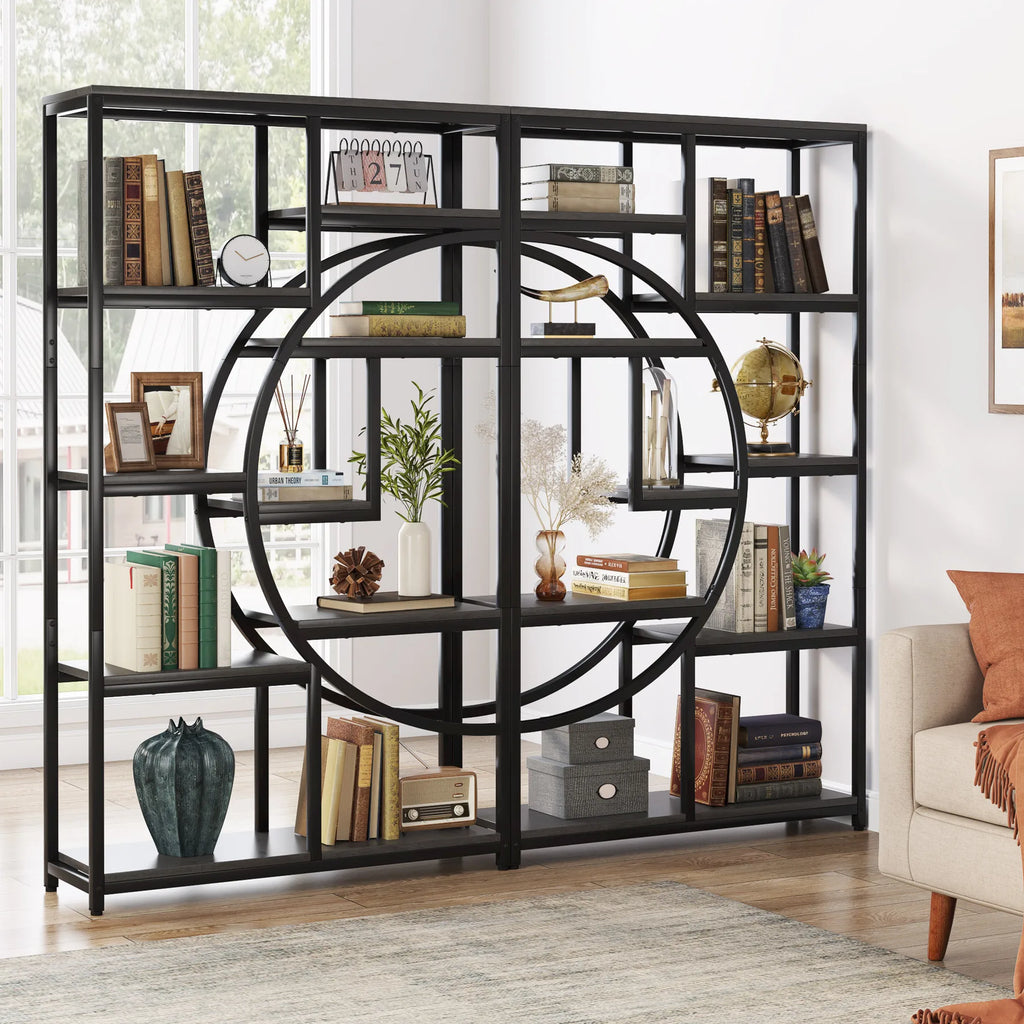 Tribesigns Bookshelf, Industrial 5 Tier Etagere Bookcase, Freestanding Tall Bookshelves Display Shelf Storage Organizer