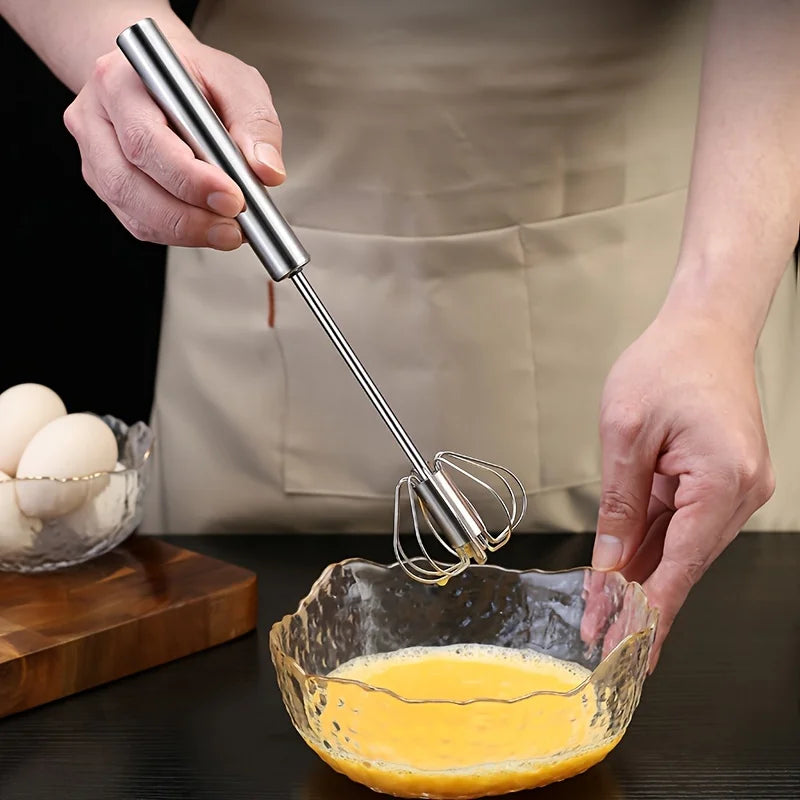 Stainless Steel Egg Beater Durable Semi-Automatic Mixer for Effortless Egg Whipping