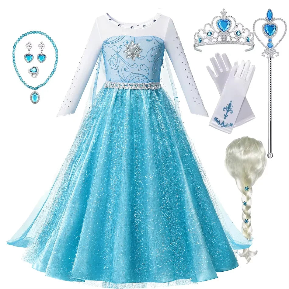 Queen Elsa Anna Costume Girls Princess Dress Toddler Halloween