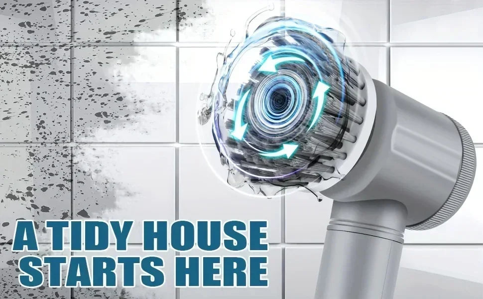 Electric Spin Scrubber-Cordless Cleaning Brush Power Scrubber with 5 Replaceable Brush Heads