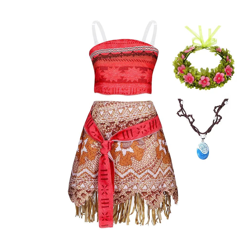 Moana Adventure Cartoon Costume Two Pieces-Polynesian Style