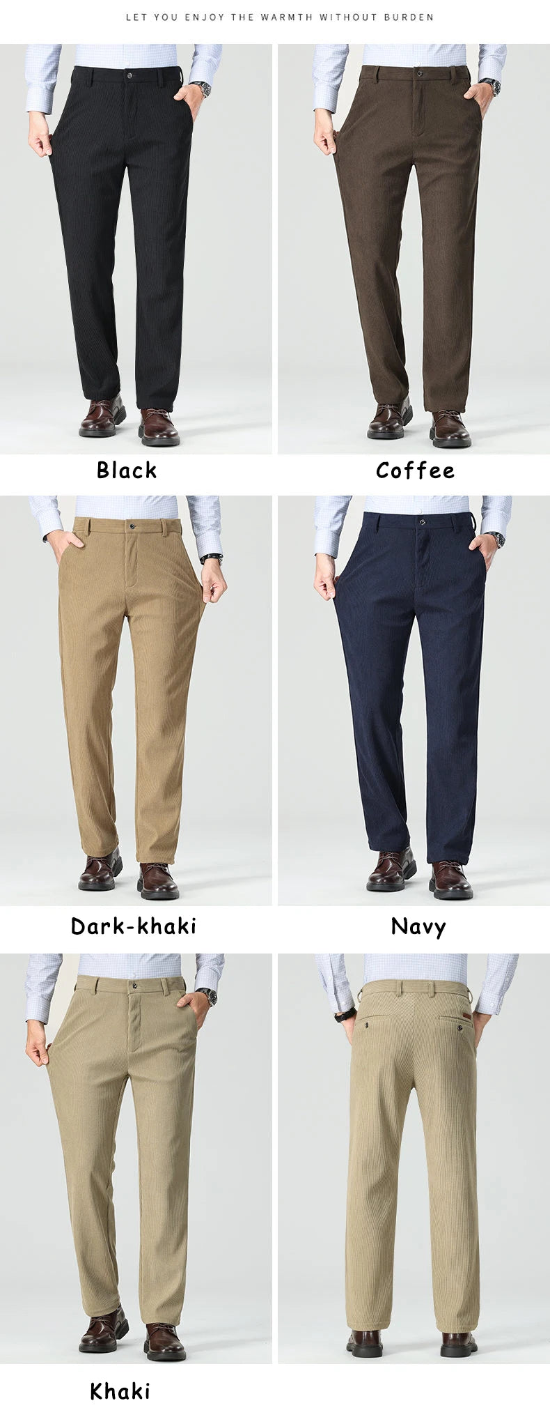 New Mens Corduroy Pants Classic Business Casual Pants Straight Leg Regular Fit Dress Pants Commuting Suit Pants