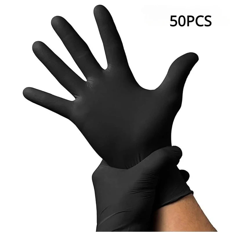 50/20PCS Disposable Black Nitrile Gloves Latex Free