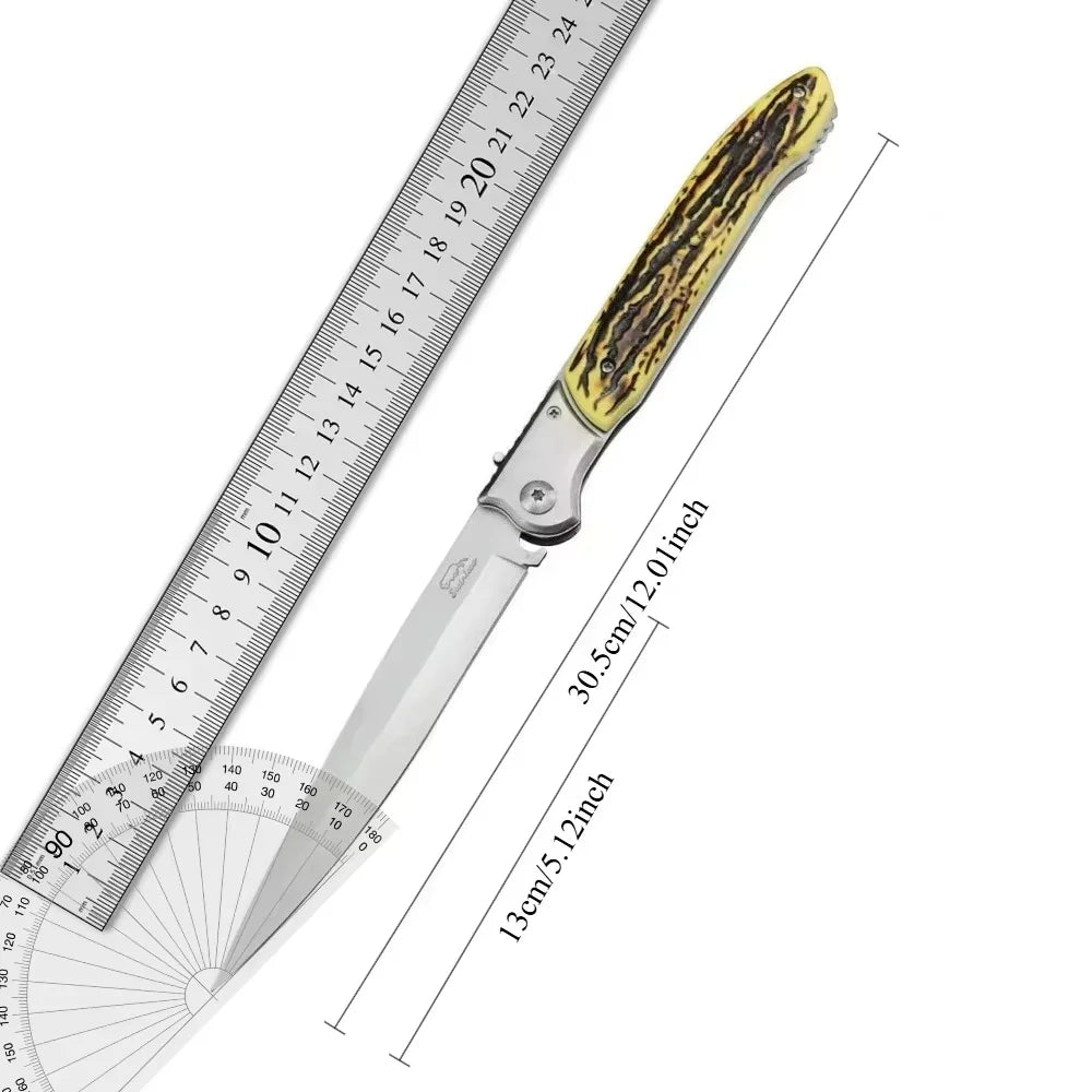 12" Large Folding Pocket Knife, Stainless Steel Blade and Wooden Handle Folding Knife for Outdoor, Camping, and Hunting