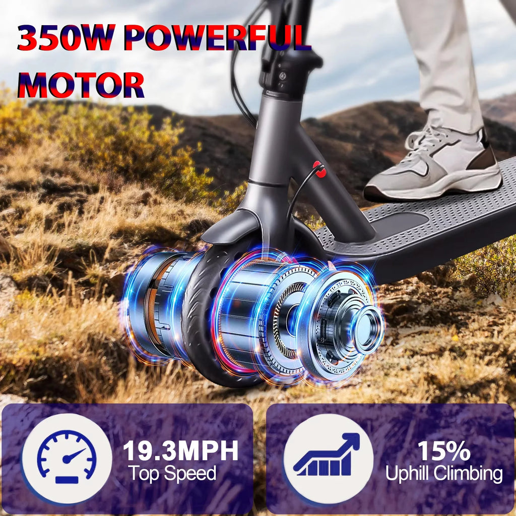 ATSANT i6 350W Electric Scooter 16Miles Long Range 19.3MPH Dual Brakes 8.5Inch Solid Tires Foldable Commuting EScooter for AdulT