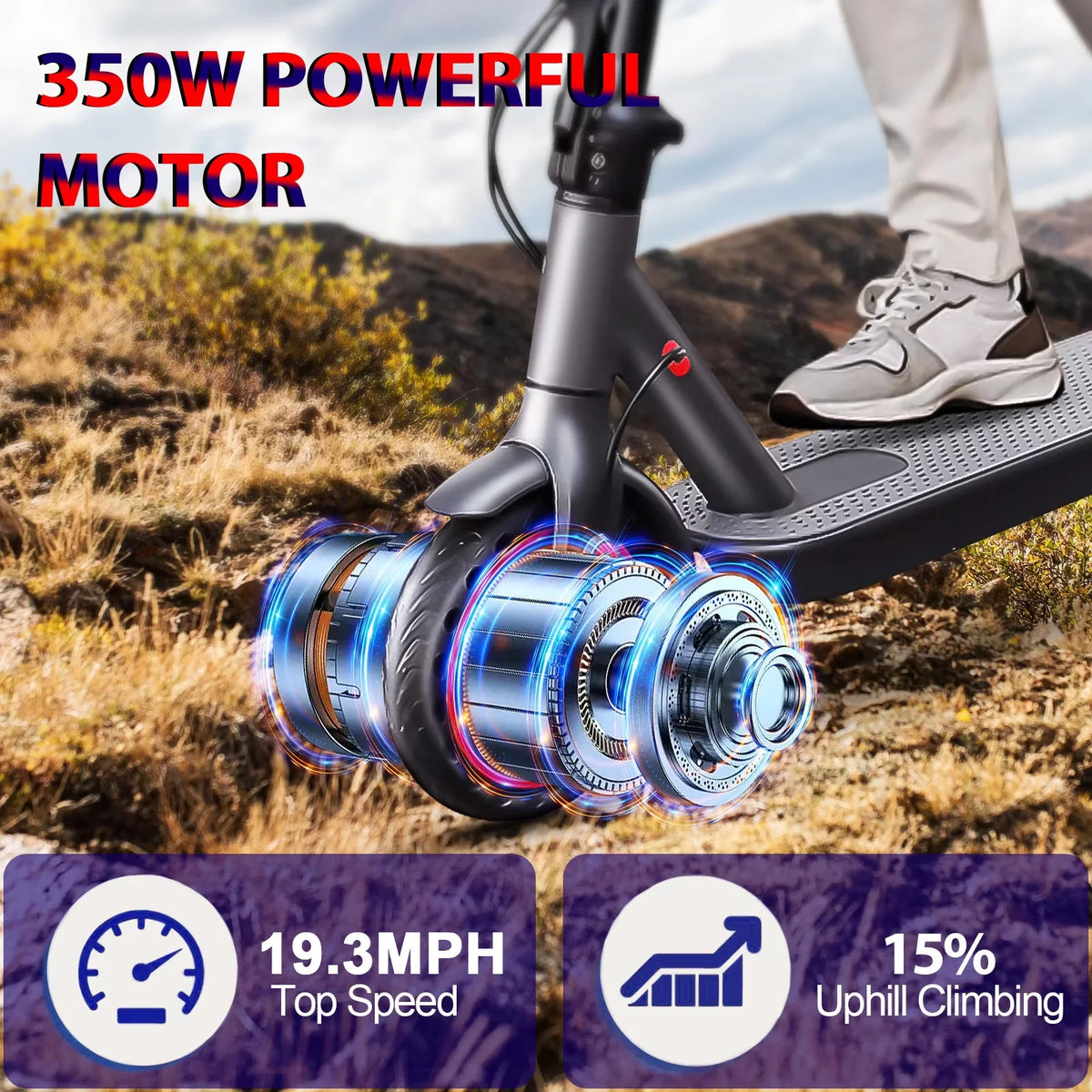 ATSANT i6 350W Electric Scooter 16Miles Long Range 19.3MPH Dual Brakes 8.5Inch Solid Tires Foldable Commuting EScooter for AdulT