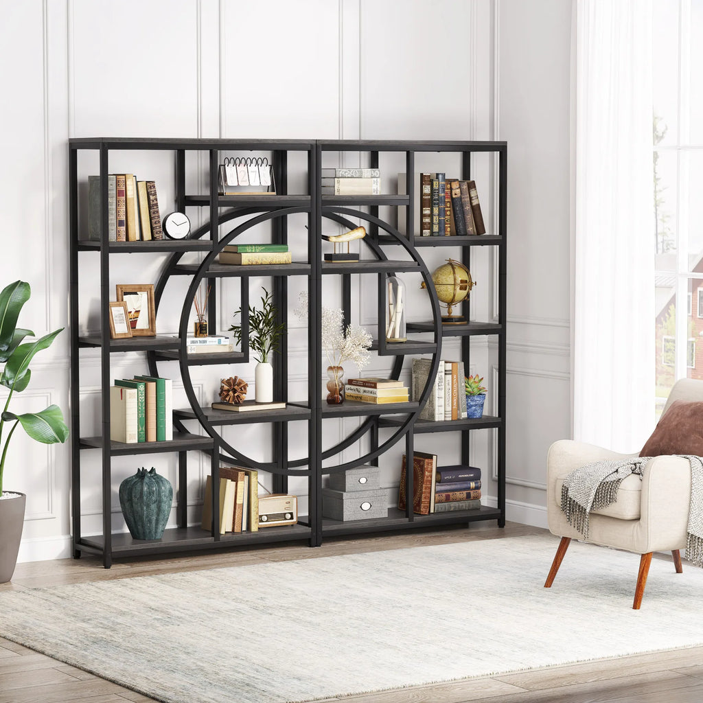 Tribesigns Bookshelf, Industrial 5 Tier Etagere Bookcase, Freestanding Tall Bookshelves Display Shelf Storage Organizer