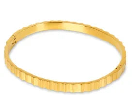 Beads Punk Gold Plated Thick Textured Open Bracelet Bangle for Women and Men