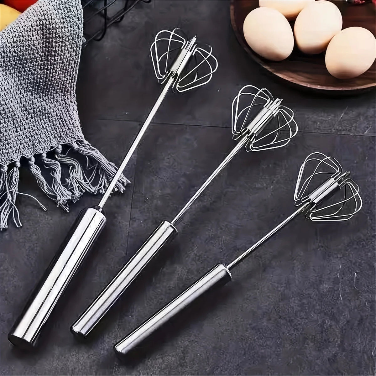 Stainless Steel Egg Beater Durable Semi-Automatic Mixer for Effortless Egg Whipping