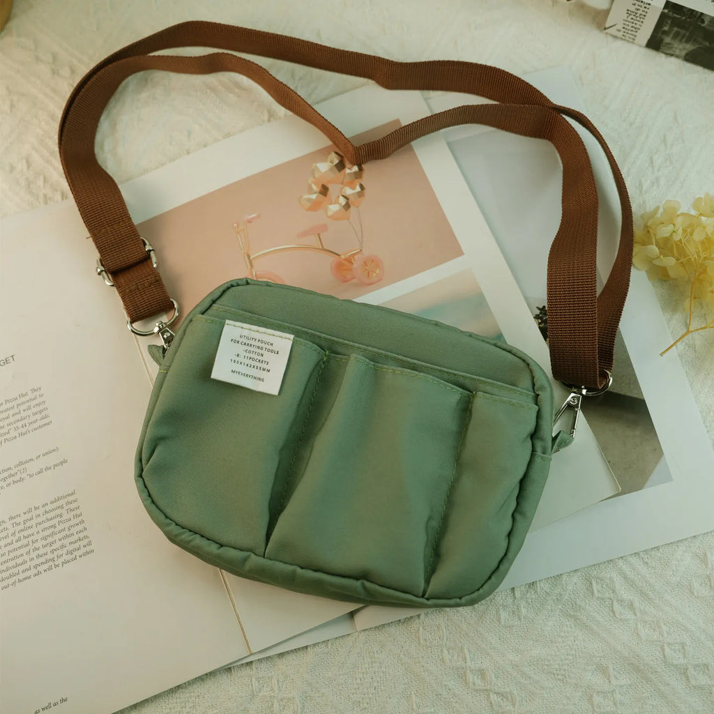 Canvas Pencil Pouch Large Capacity Solid Color