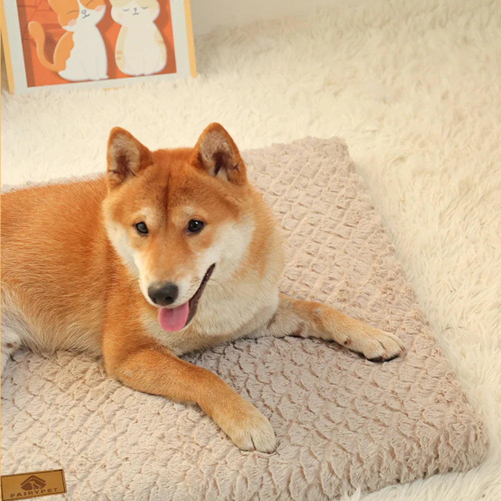 3D Foam Pet Bed With Removable Washable Faux Fur Cover Orthopedic Waterproof Dog Bed For Crate