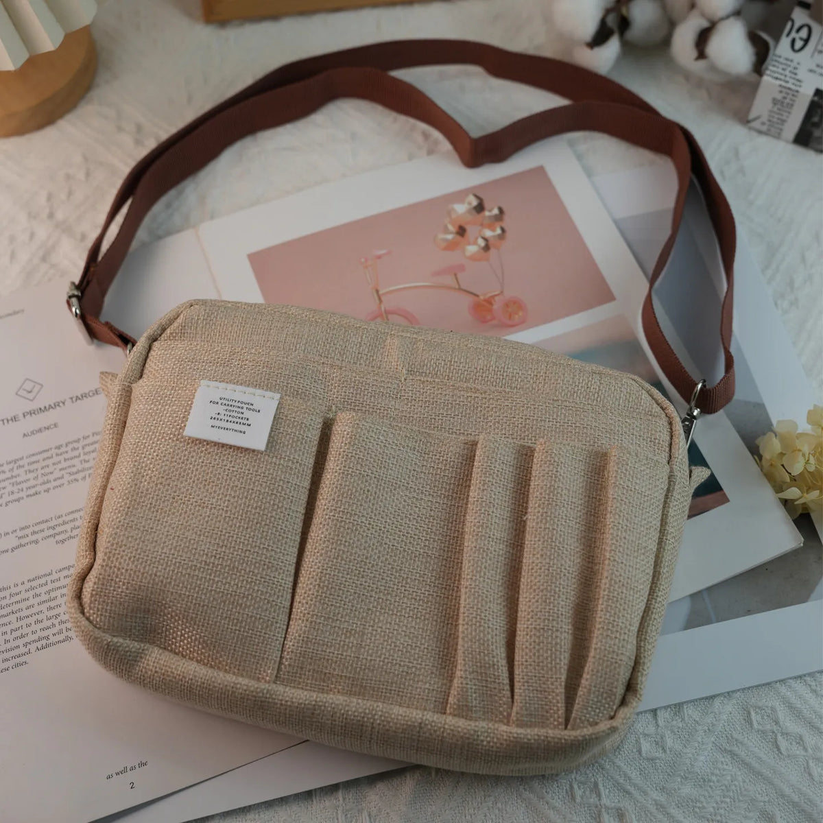 Canvas Pencil Pouch Large Capacity Solid Color