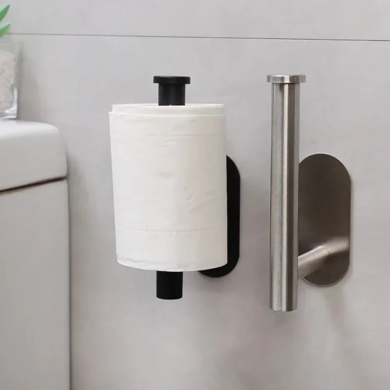 Self Adhesive Toilet Paper Holder Gold Stainless Steel Wall Mount No Punching Tissue Towel Roll Dispenser Bathroom Paper Hooks