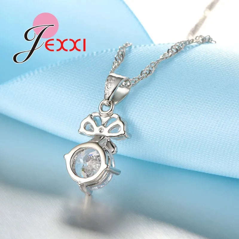 Elegant Women Jewelry Set For Wedding Accessory Pendant Necklaces Earring 925 Sterling Silver Jewelry Sets For Women