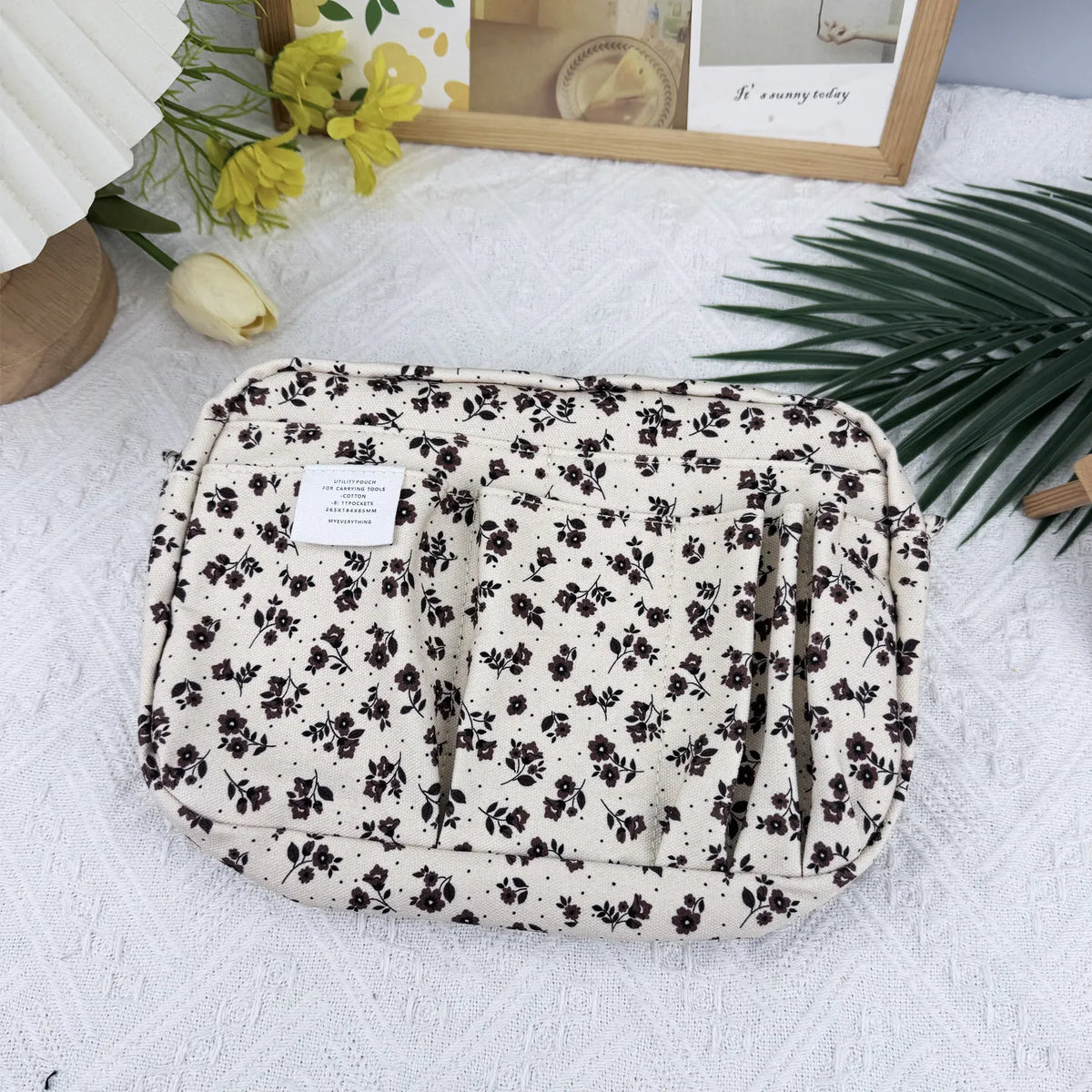 Canvas Pencil Pouch Large Capacity Solid Color