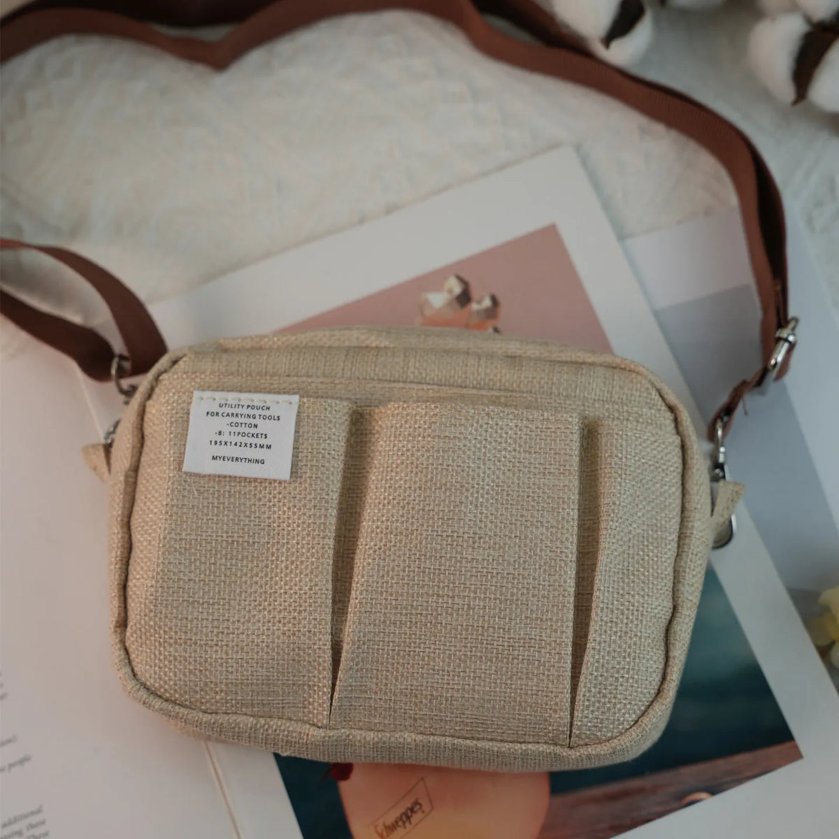 Canvas Pencil Pouch Large Capacity Solid Color