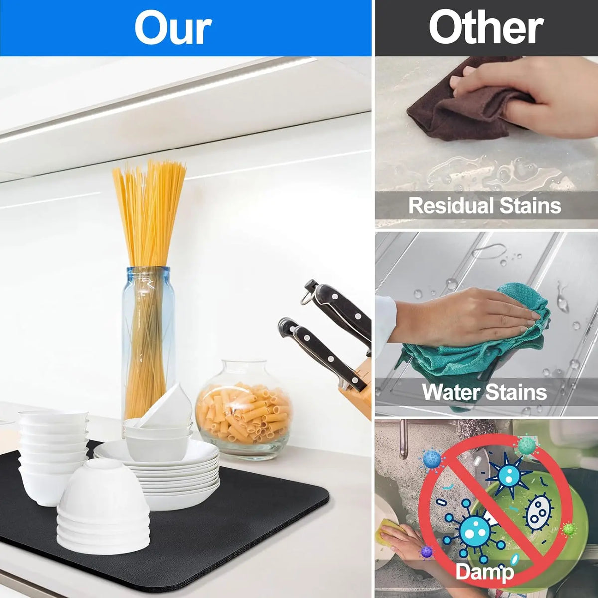 Large Kitchen Super Absorbent Mat Coffee Dish Draining Mat Drying Mat Quick Dry Bathroom Drain Pad Kitchen Faucet Placemat