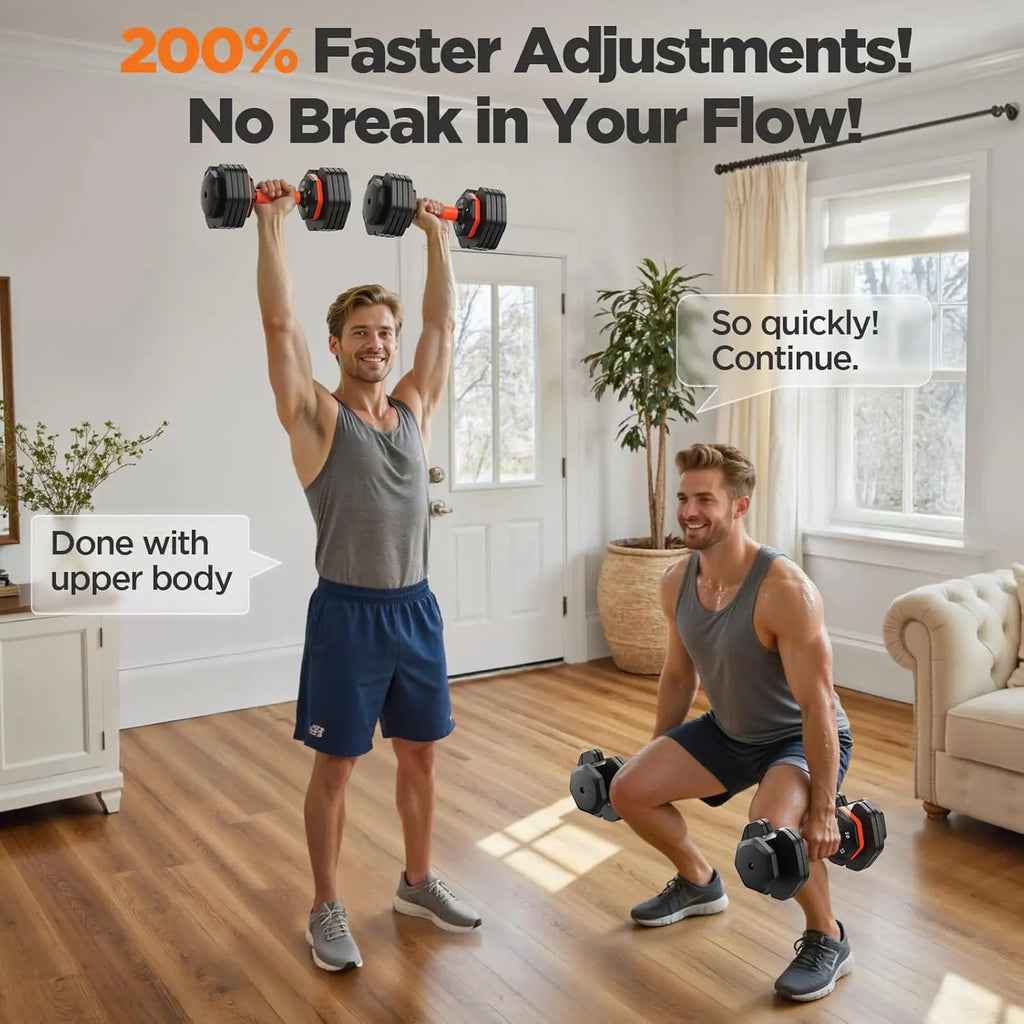Adjustable Dumbbell Set of 2, 5-in-1/10-in-1 Weights Dumbbell Set with Storage Box, 25lbs/55lbs,